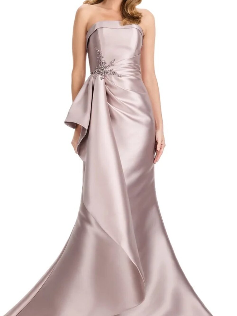 NWT Ashley Lauren E12113 Strapless Mermaid Prom Dress Taupe Size 6